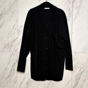 Zara Button Long Sleeve Knit Black Cardigan SZ L